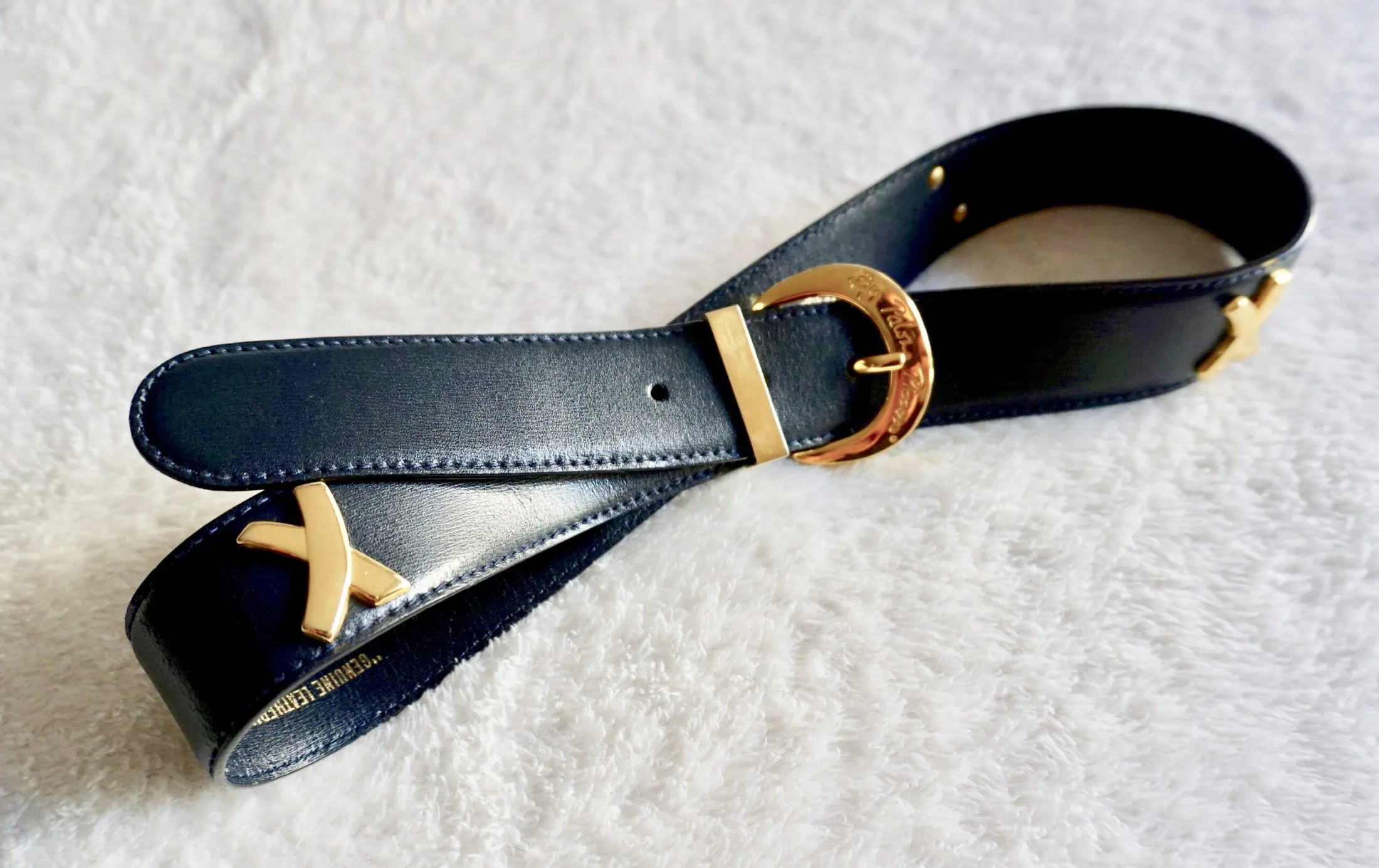 Paloma Picasso Vintage Navy Leather Belt