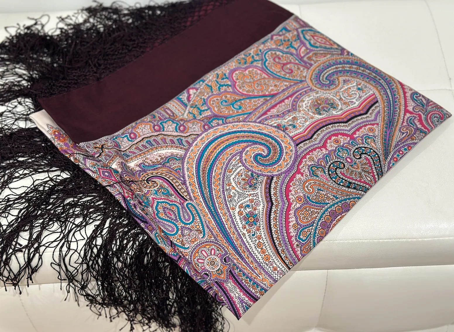 Pavlovo Posad “Precious” Purple Shawl 100% Wool Scarf 148 cm — image 6