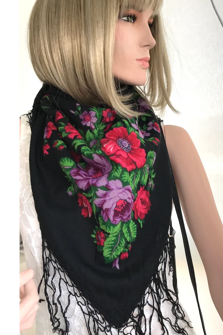 Pavlovo Posad “Varenka” Russian Shawl 100% Merino Wool Pashmina Scarf