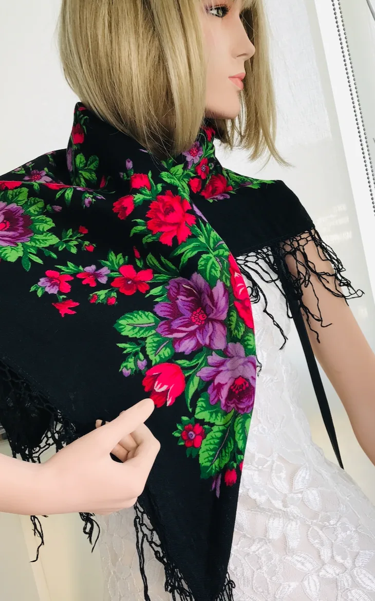 Pavlovo Posad “Varenka” Russian Shawl 100% Merino Wool Pashmina Scarf — image 2