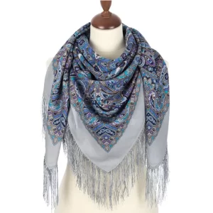 Pavlovo Posad “Christmas Gingerbread” 100% Wool Shawl Pashmina Scarf with Silk Fringе