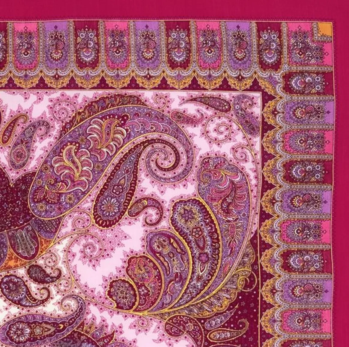 Pavlovo Posad “Favorite” Crimson Shawl Pashmina Scarf with Silk Fringе 125 cm x 125 cm — image 6