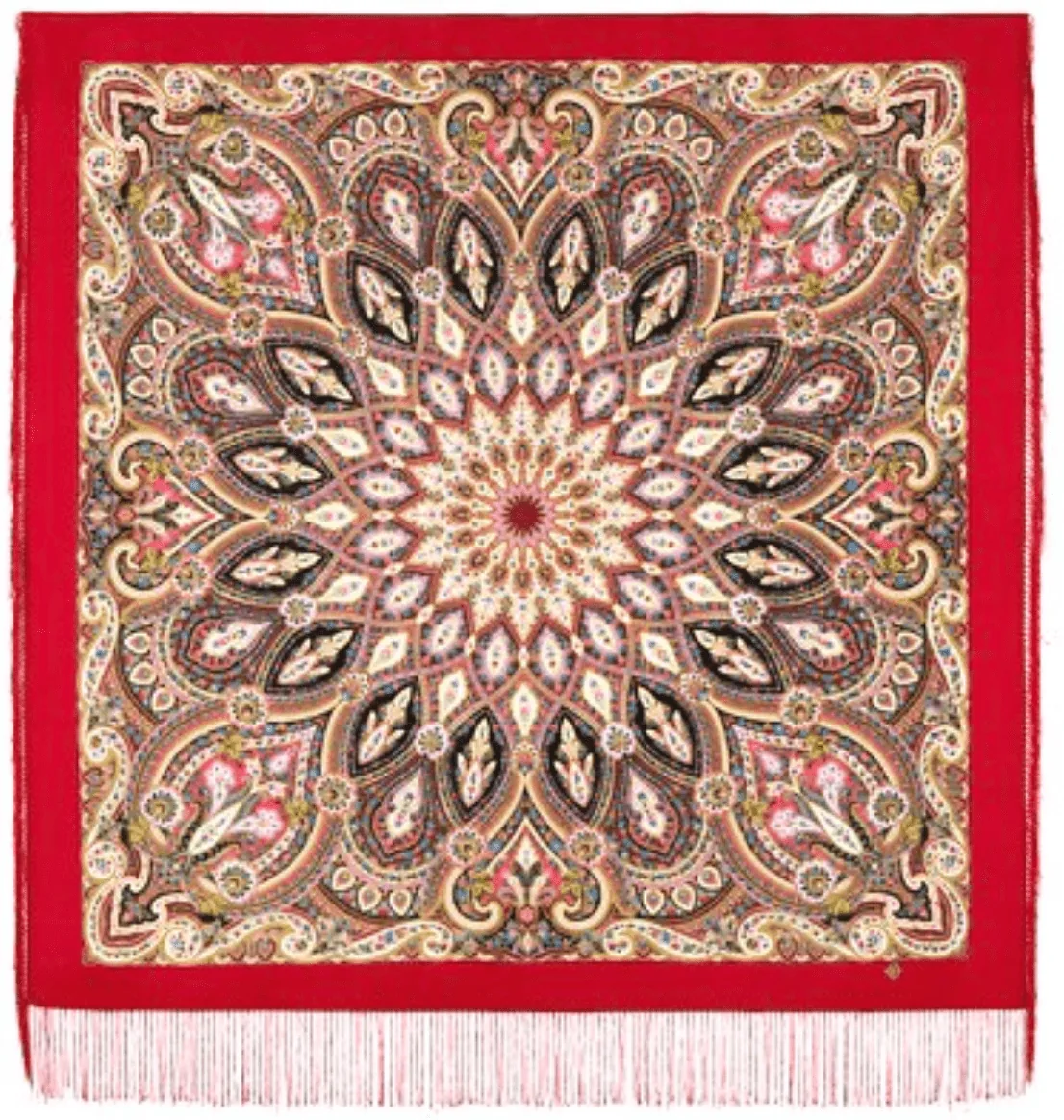 Pavlovo Posad “Golden Cage” 100% Wool Shawl Pashmina Scarf w/Silk Fringе — image 2