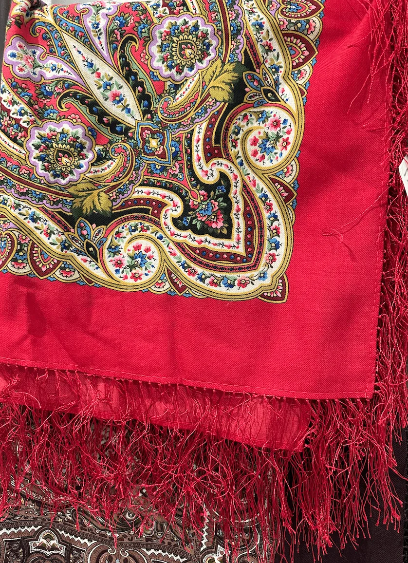 Pavlovo Posad “Golden Cage” 100% Wool Shawl Pashmina Scarf w/Silk Fringе — image 4