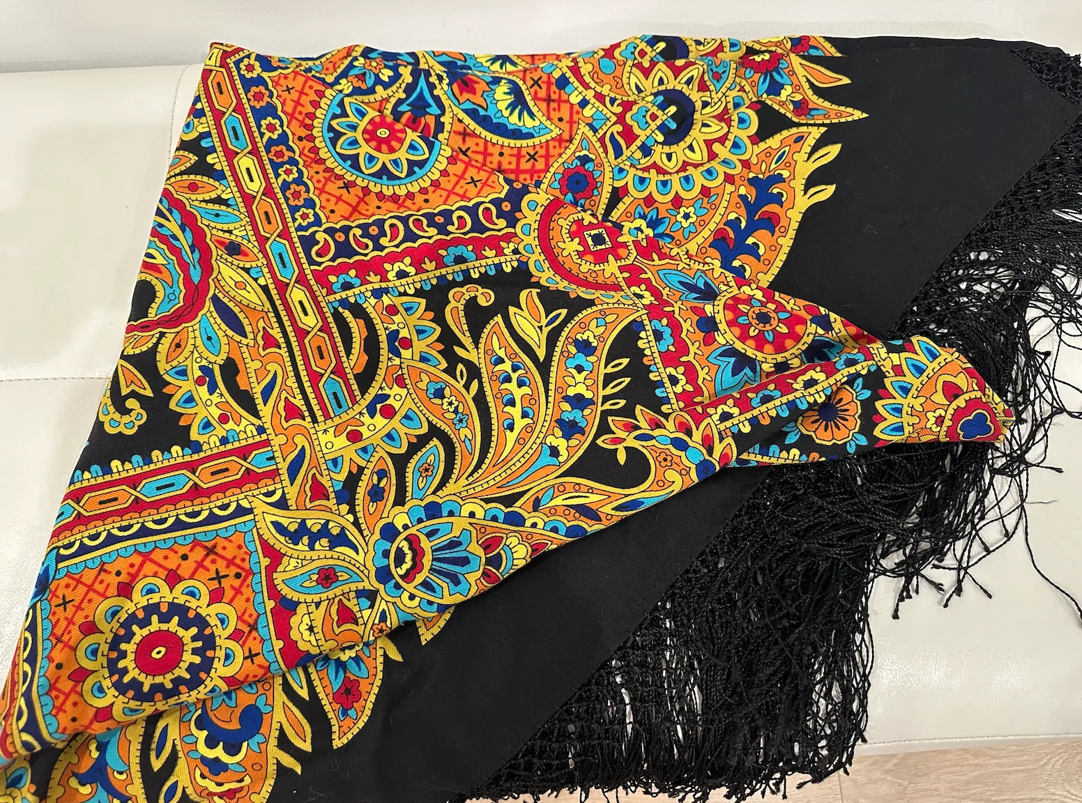 Pavlovo Posad Russian Shawl 100% Wool Scarf 148 cm Silk Fringe “Gingerbread” Limited Edition — image 5