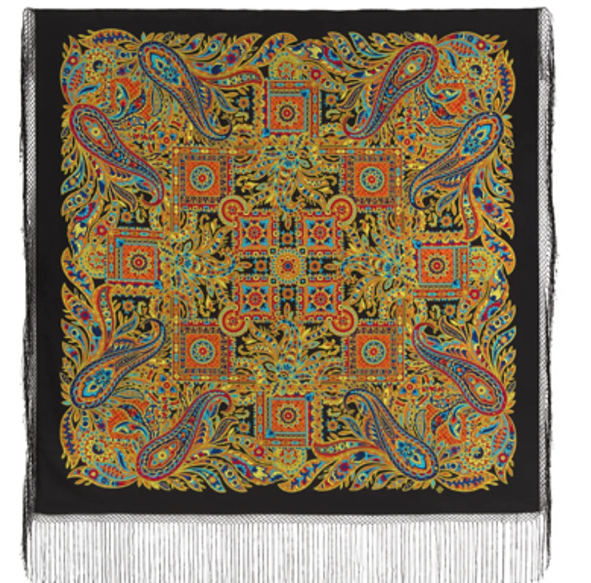 Pavlovo Posad Russian Shawl 100% Wool Scarf 148 cm Silk Fringe “Gingerbread” Limited Edition — image 7
