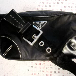 Prada Black Nylon & Leather Shoulder Bag