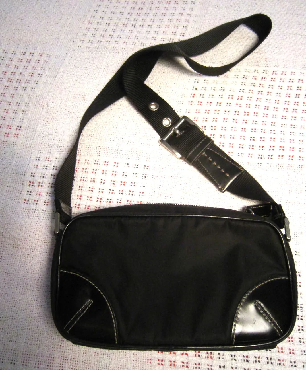 Prada Black Nylon & Leather Shoulder Bag — image 2