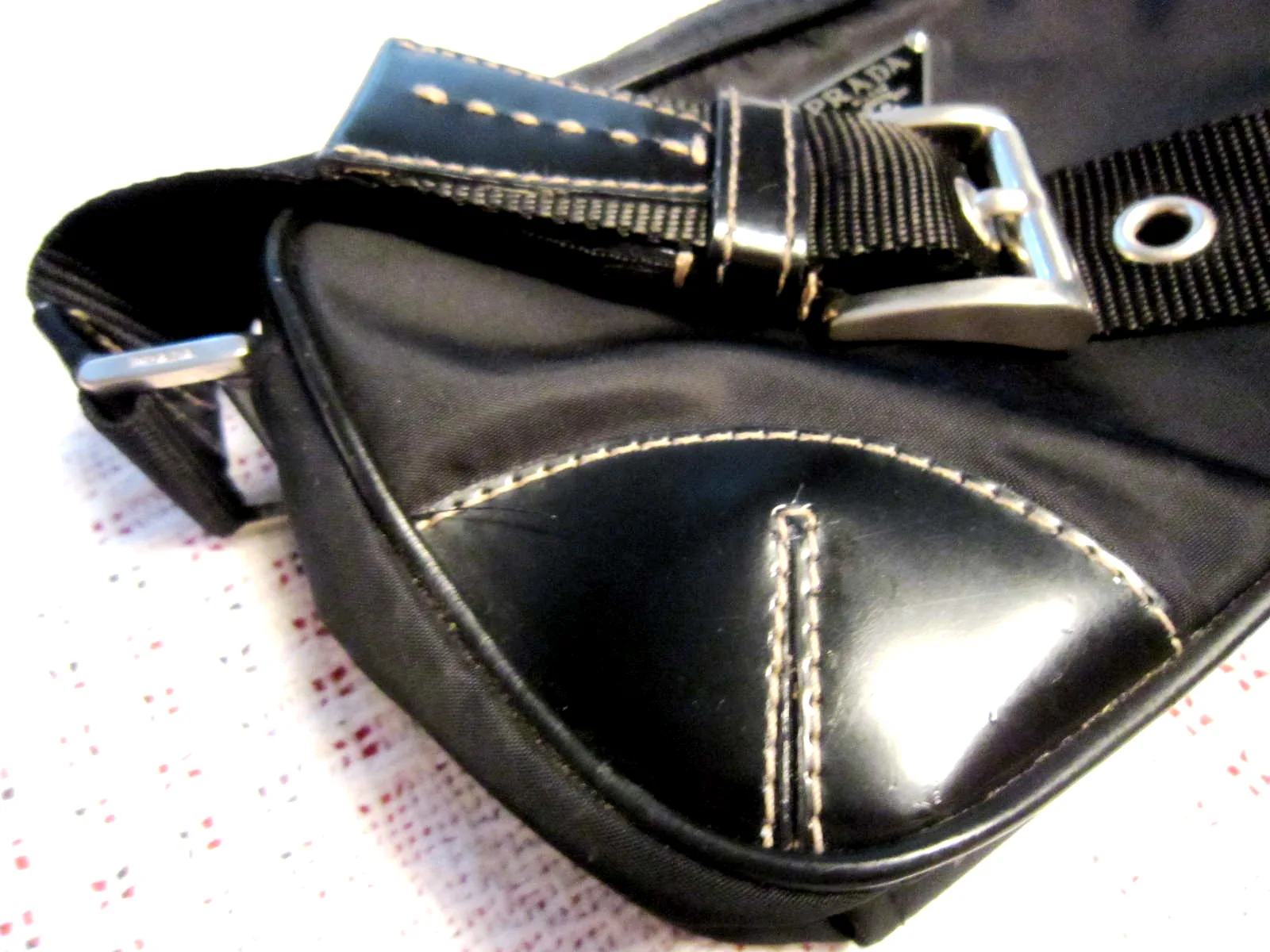 Prada Black Nylon & Leather Shoulder Bag — image 3