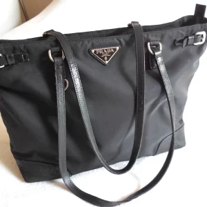 Prada Black Nylon & Leather Tote