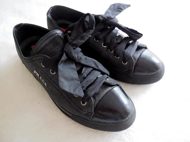 Prada Black Glitter Sneakers/Sz.6.5