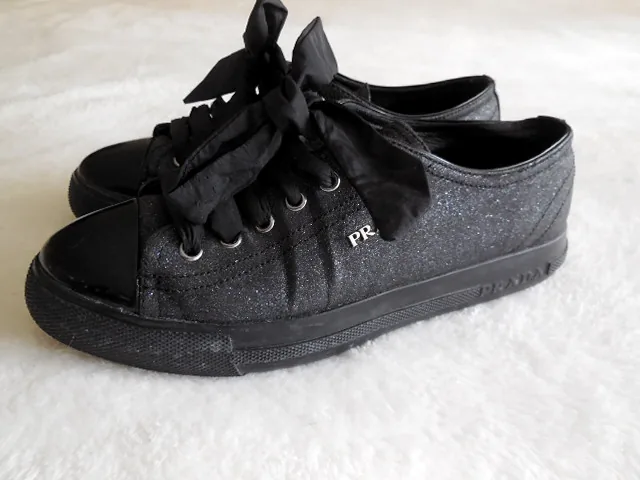 Prada Black Glitter Sneakers/Sz.6.5 — image 3