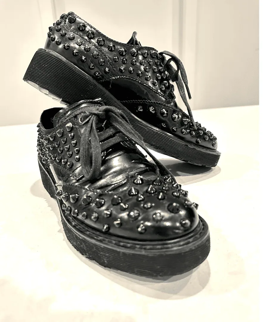 Prada Leather Studded Lace-Up Oxford Black Size 38