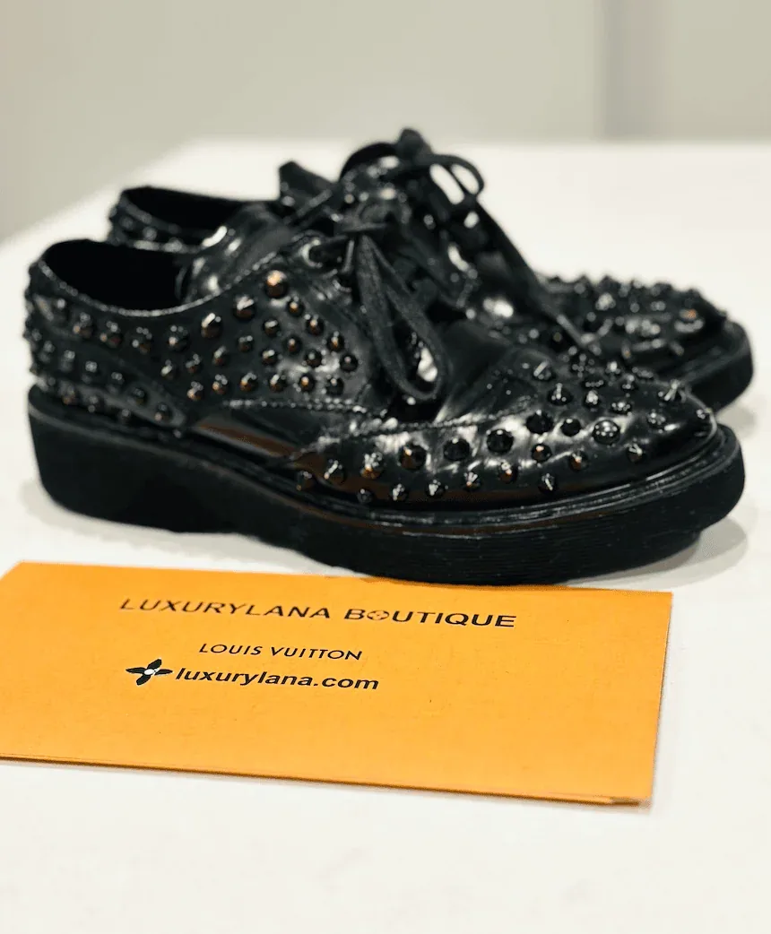 Prada Leather Studded Lace-Up Oxford Black Size 38 — image 2