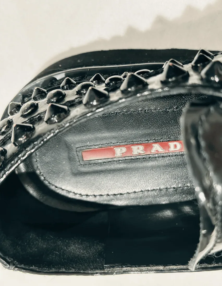 Prada Leather Studded Lace-Up Oxford Black Size 38 — image 5