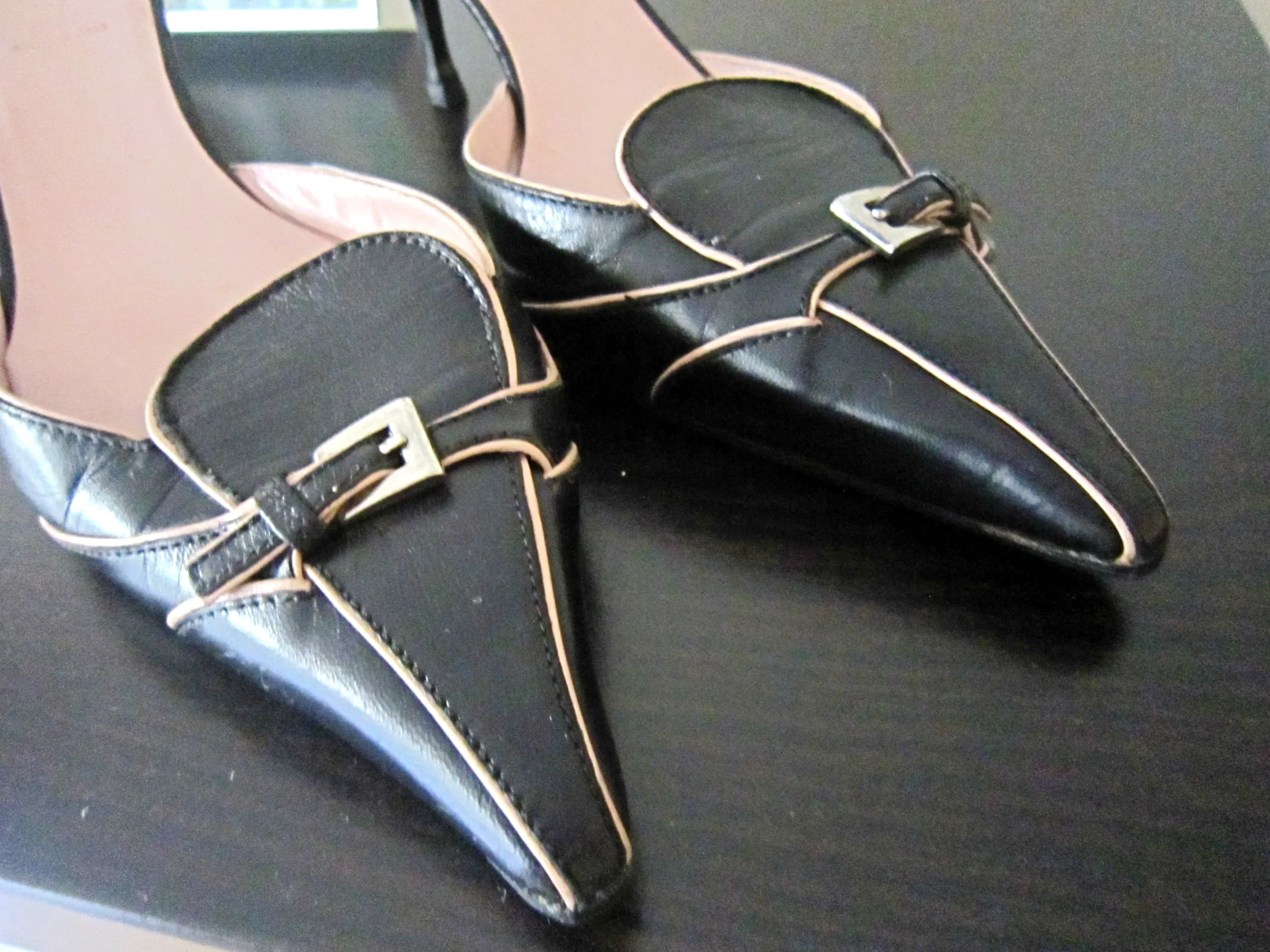 Prada Pink & Navy Mini Buckle Leather Heels/Size 36 — image 2