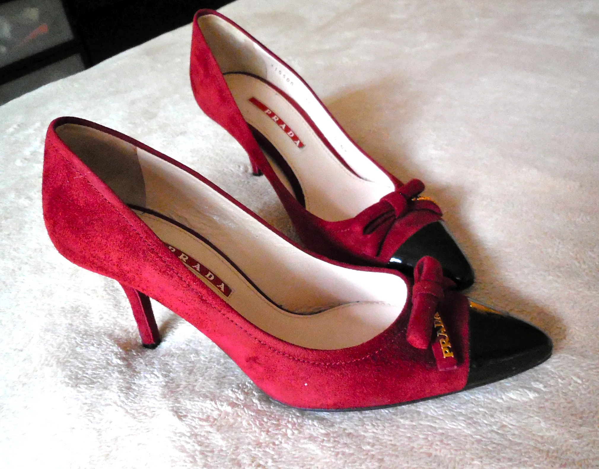 Prada Red Suede Ballerina Heels/Size 35.5 — image 3