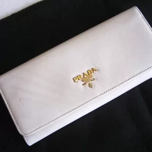 Prada Ivory Saffiano Leather Continental Long Wallet