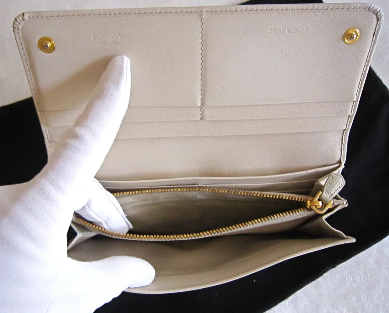 Prada Ivory Saffiano Leather Continental Long Wallet — image 8