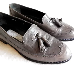 Puccini Grey Leather Oxfords/Size 8