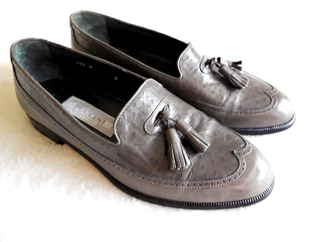 Puccini Grey Leather Oxfords/Size 8