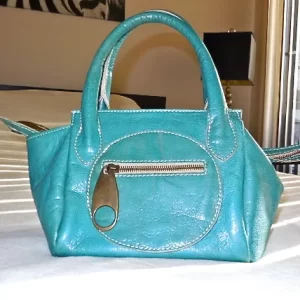 Regina Turquoise Patent Leather Handbag