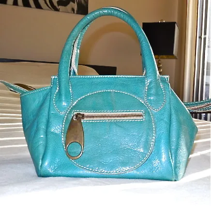Regina Turquoise Patent Leather Handbag