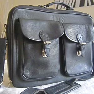 Roots Black Leather Briefcase