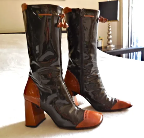 Stephanie De Raucourt Patent Leather Boots/Size 35.5