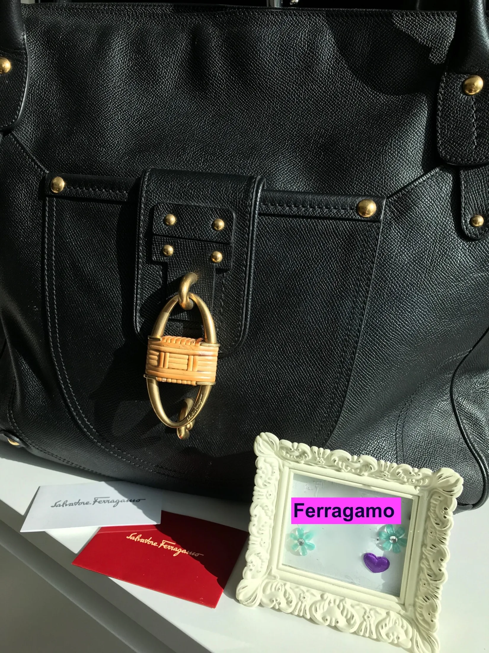Salvatore Ferragamo Black Leather Large Tote — image 2