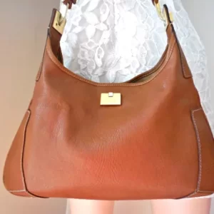 Salvatore Ferragamo Tan Leather Shoulder Bag