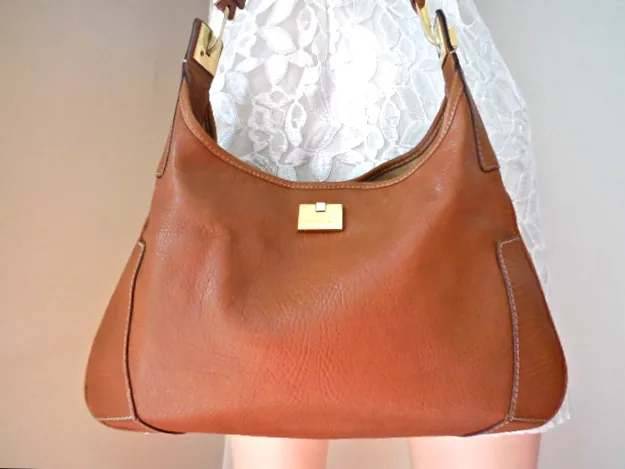 Salvatore Ferragamo Tan Leather Shoulder Bag