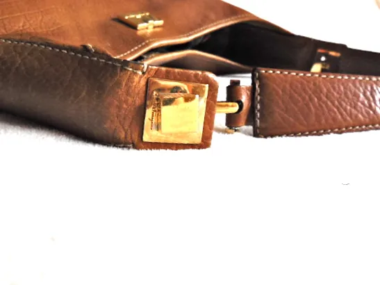 Salvatore Ferragamo Tan Leather Shoulder Bag — image 4