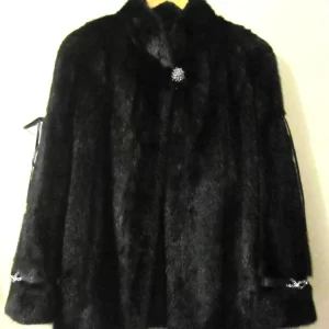 SAGA FURS Black Natural Silky Mink Coat