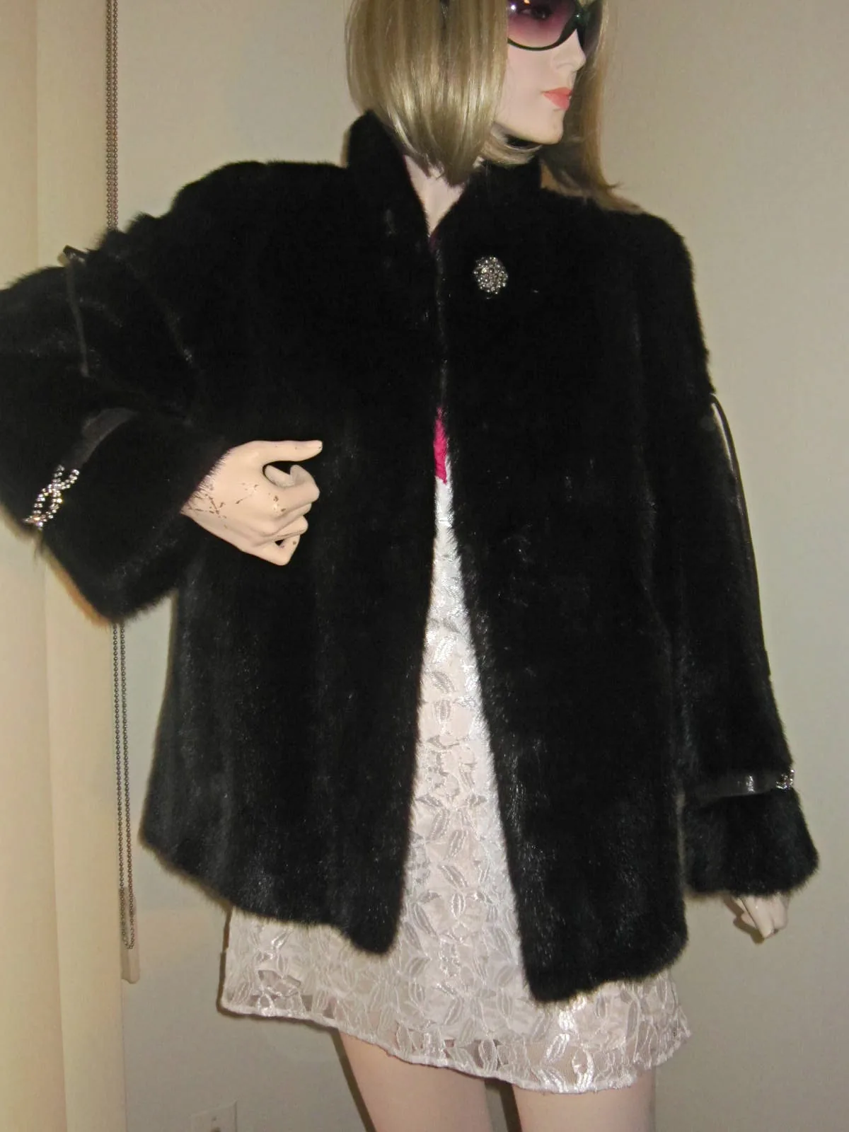 SAGA FURS Black Natural Silky Mink Coat — image 3