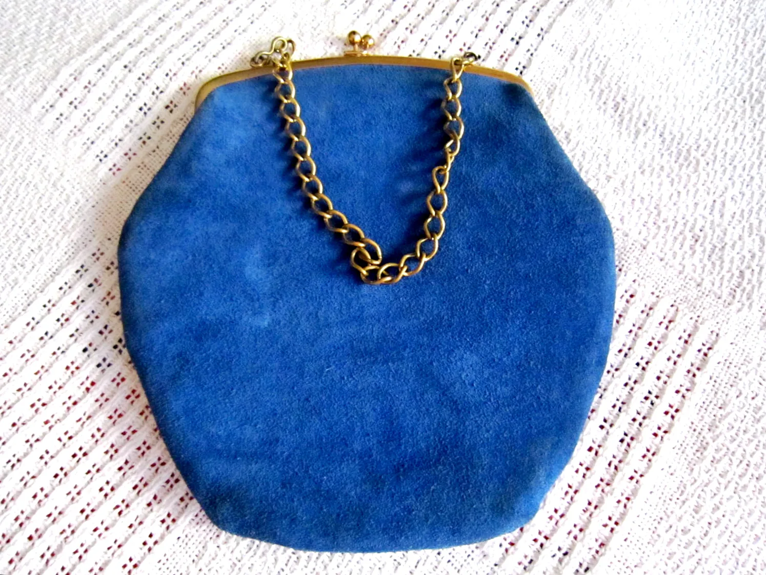 Triangle New York Blue Suede Kiss-Lock Handbag — image 2
