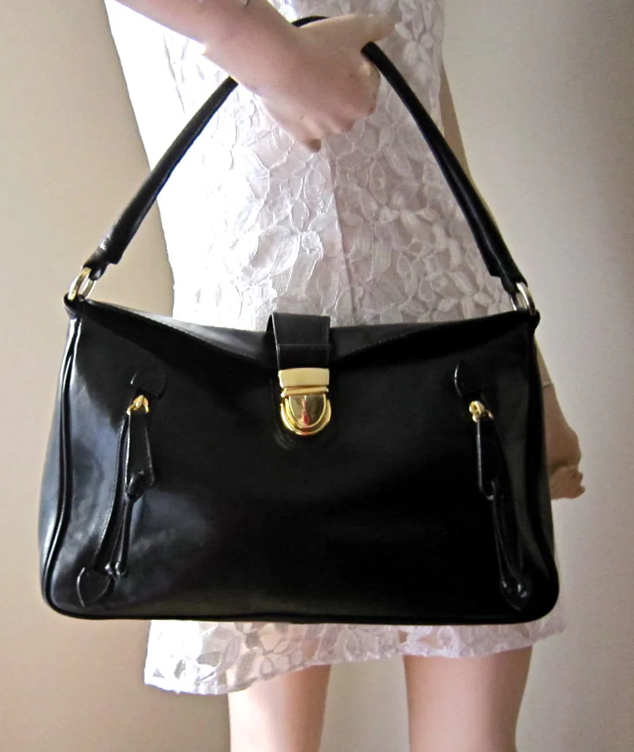 Valentina Black Leather Shoulder Bag — image 2