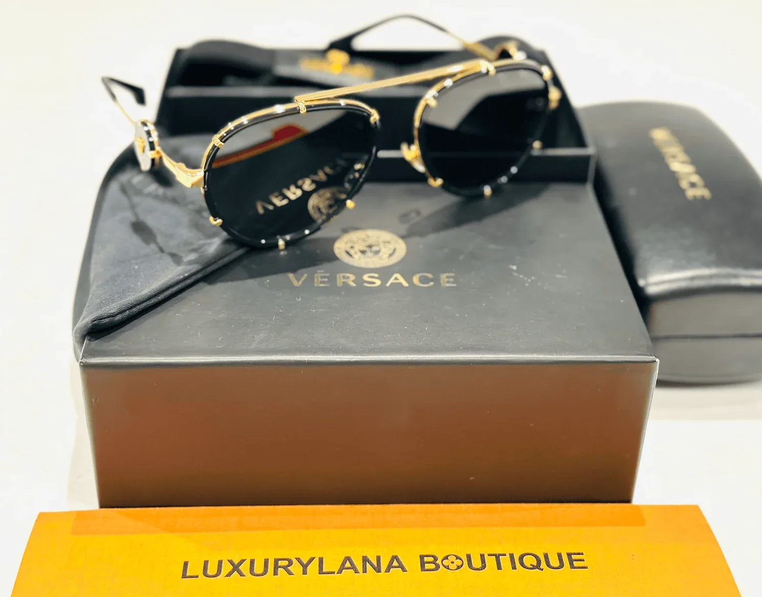 Black Aviator Medusa Versace Sunglasses — image 6