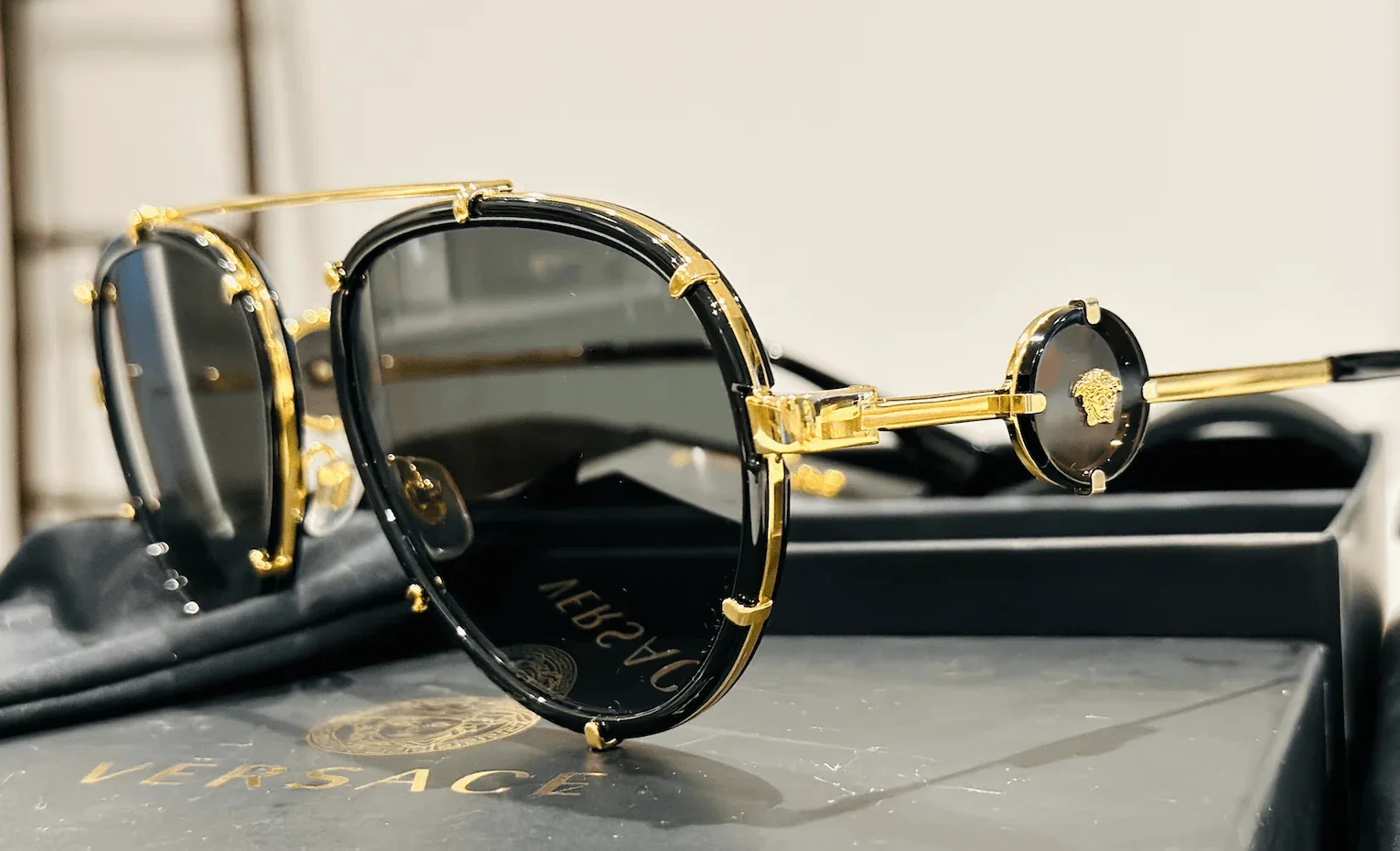 Black Aviator Medusa Versace Sunglasses — image 8