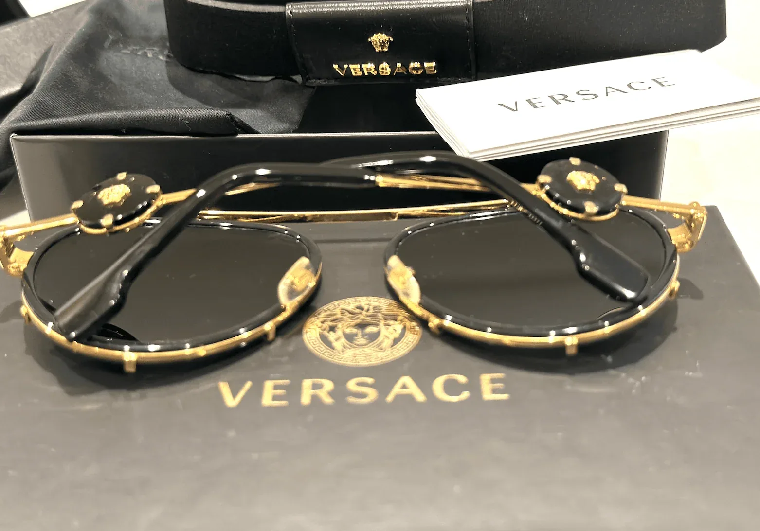 Black Aviator Medusa Versace Sunglasses — image 9