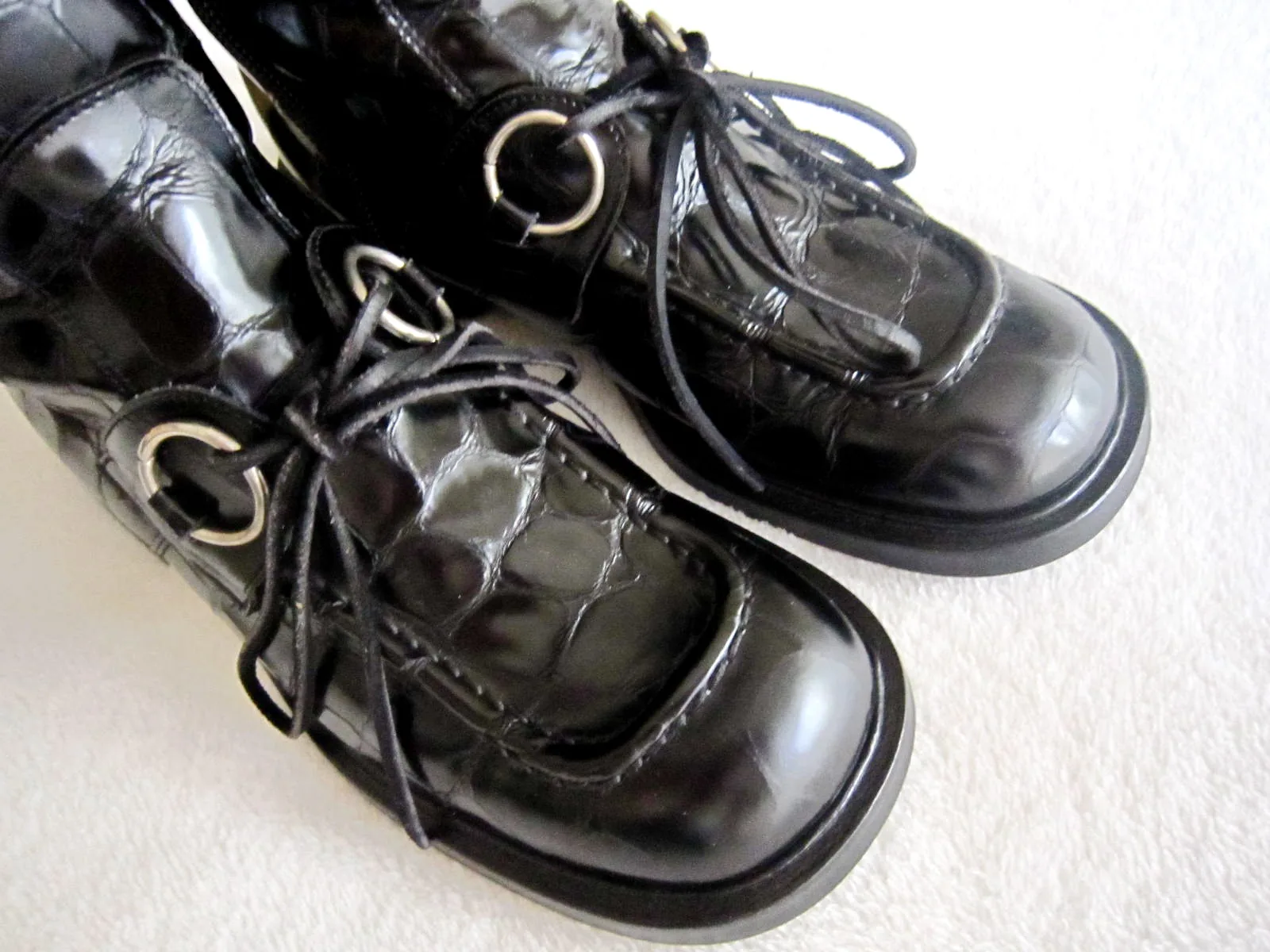 Vic Matie Black Croc Patent Leather Boots — image 3