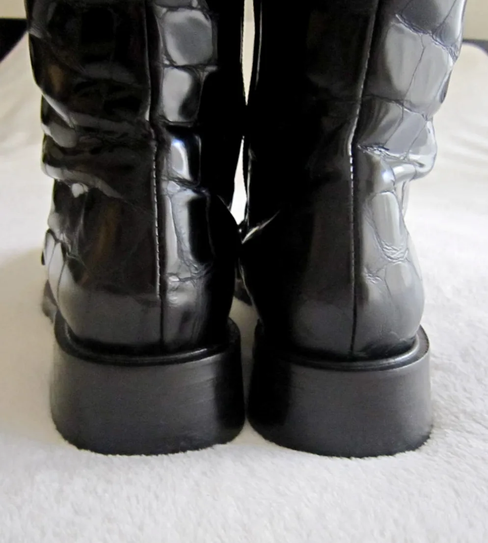 Vic Matie Black Croc Patent Leather Boots — image 4