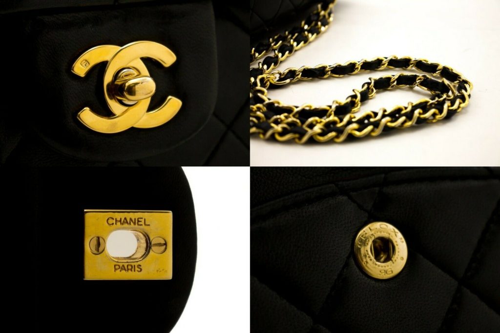 Chanel Black Lambskin Double Flap 2.55 Classic Bag