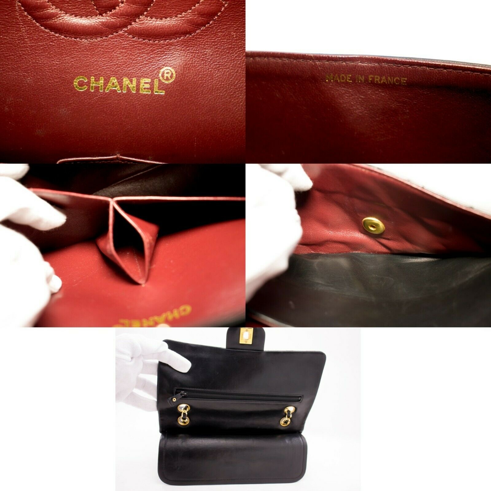 CHANEL Classic Love Lock Bag Black Red Interior Flap